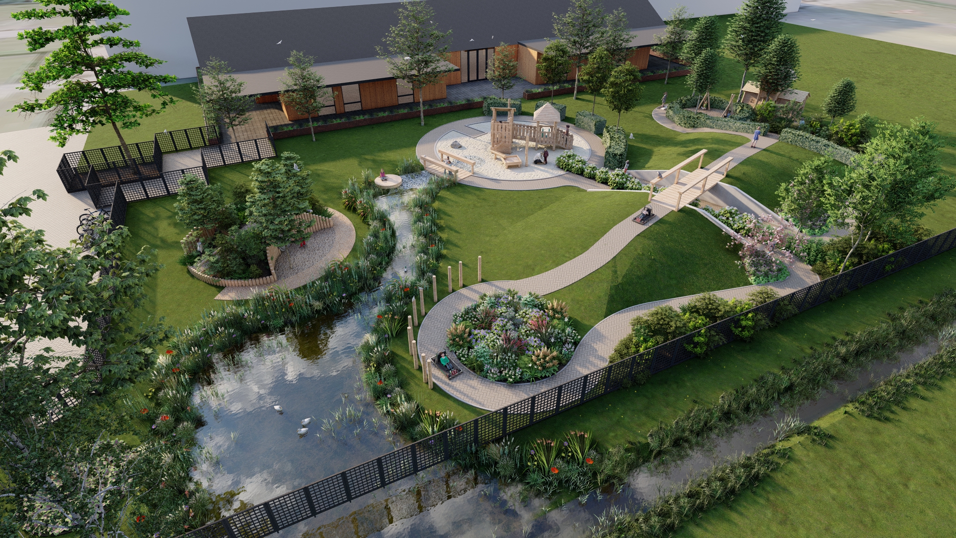 ontwerp duurzame en natuurlijke speelomgeving Deuvie speeltuin in Nuenen ontwerp maatwerk speeltuin natuurlijk